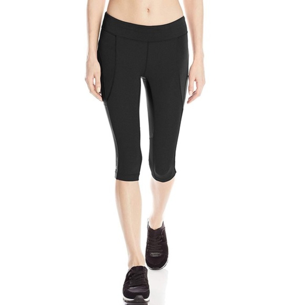 Skirt Sports Womens Black Capri Leggings Pockets Athletic Running Size S